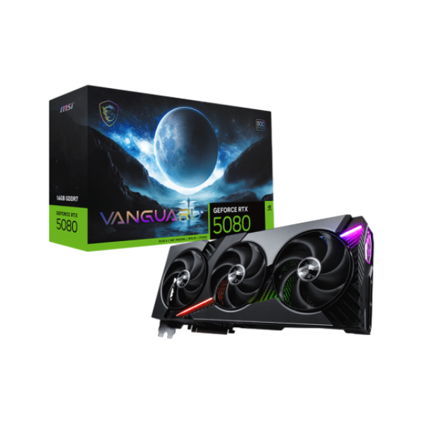 一剑装机-微星 神龙首发版 RTX 5080 16G VANGUARD SOC 显卡微星 神龙首发版 RTX 5080 16G VANGUARD SOC 显卡  核心频率：2745  风扇数量： 三风扇

