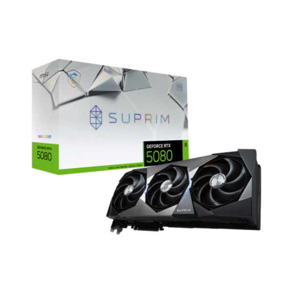 一剑装机-微星 超龙 RTX5080 16G SUPRIM SOC 显卡微星 超龙 RTX5080 16G SUPRIM SOC 显卡  核心频率：2760  风扇数量： 三风扇

